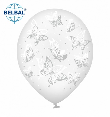 Латексные шары Belbal кристалл бабочки 12" 30 см, 5 шт 14890 фото